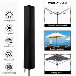 Dailygoods- Afdekking Draaibaar - Wasrek Beschermhoes - Waterdicht - Scheurvast - UV-bestendig - Zwart 420D (160 x 15 x 15 cm) - Wasrekhoes — thumbnail 2