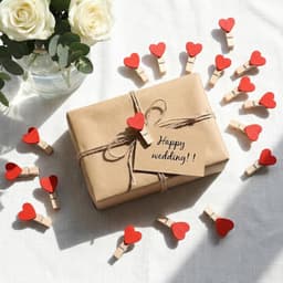 Houten knijpers hart - Mini decoratieclips - Foto's ophangen - Set van 50 stuks - 36 cm lengte - Rood — thumbnail 3