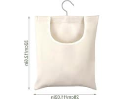 Wasknijperzak - Wasknijperhouder - Was ophangen - Met haak - 32 x 28 cm - Beige