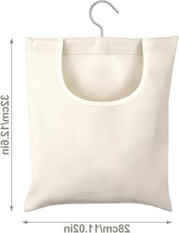 Wasknijperzak - Wasknijperhouder - Was ophangen - Met haak - 32 x 28 cm - Beige — thumbnail 1