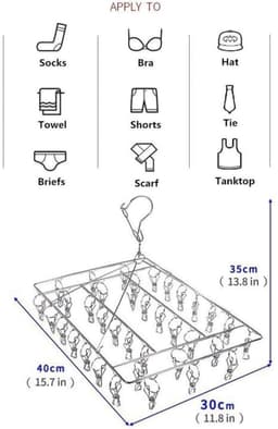 QTTVBTNA – 1 Stuk Droogrekken - Wand Droogrek - RVS - Droogclips - Met Haken - Voor Was Drogen Handdoeken Kleding en Binnen Gebruik - Stevig Duurzaam en Lichtgewicht - Zilver — thumbnail 4