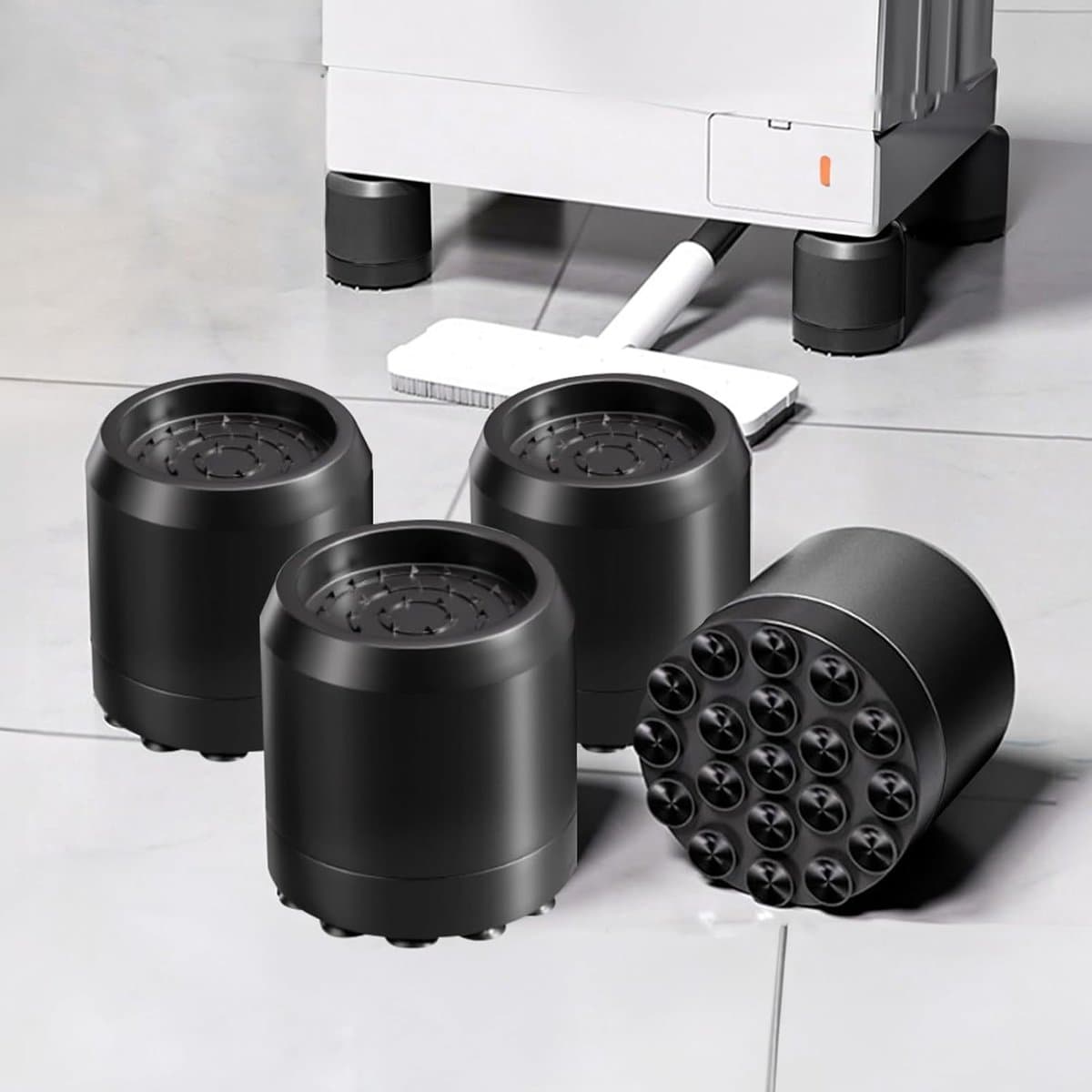 Wasmachinepads - Schokdempers - Dempen trillingen - Universeel toepasbaar - 4 stuks - Zwart — afbeelding 1