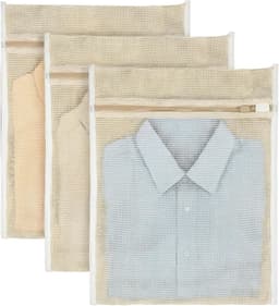 3 Stuks Katoenen Waszakken met Rits voor Delicate Was, Ideaal voor Ondergoed, Kleding en Sokken (40 x 30 cm) — thumbnail 1