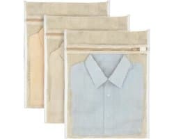 3 Stuks Katoenen Waszakken met Rits voor Delicate Was, Ideaal voor Ondergoed, Kleding en Sokken (40 x 30 cm)