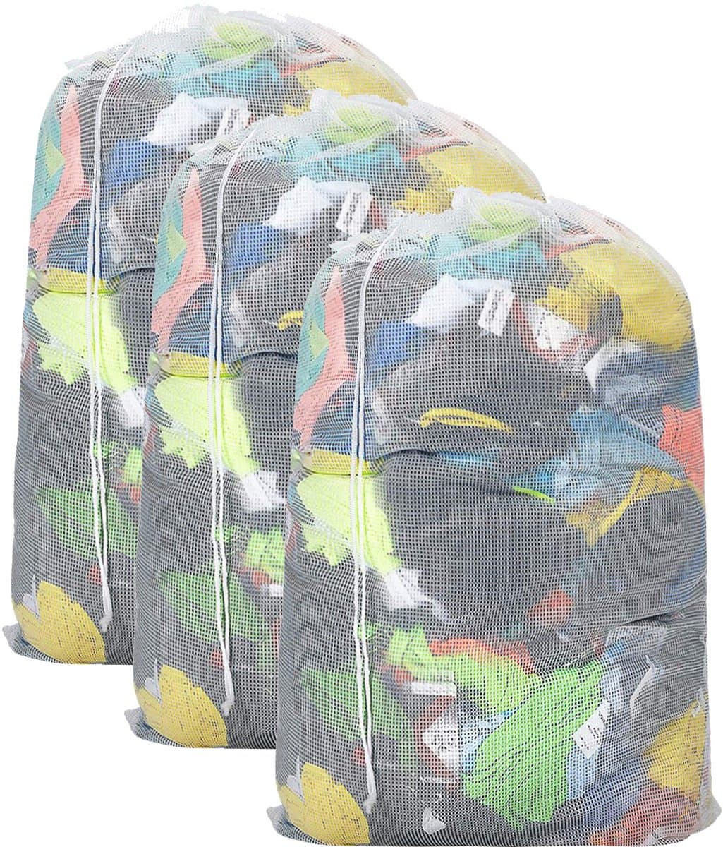 Waszakken van mesh, 90x60 cm, wit, 3 stuks — afbeelding 1