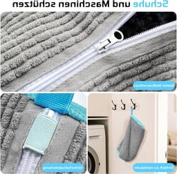 Waszak voor Schoenen met Rits, Herbruikbare Wasnet voor Sneakers en Sportschoenen, 39 x 19 cm, Grijs Blauw, Ideaal voor Wasmachine en Bescherming — thumbnail 2