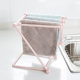 Multifunctioneel Vouwbaar Droogrek voor Keuken, Ventilatie en Stabiliteit met Meerdere Kleine Handdoeken (Lichtroze) — thumbnail 2