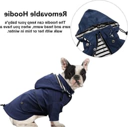 Hondenregenjas met Rits en Reflecterende Knopen, Waterafstotend en Verstelbaar, Verwijderbare Capuchon - Stijlvolle Premium Regenjassen voor Honden - Maten XS tot XXL - Donkerblauw - L — thumbnail 4