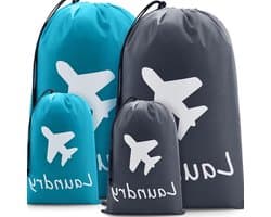 Set van 4 Vouwbare Waszakken voor Reizen, 2 Grote en 2 Kleine, Ideaal voor Camping, Thuis en Studentenhuis