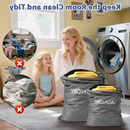 Vouwbare en Waterdichte Waszakken voor Vuile Kleding, 2 Stuks met Rits, Ideaal voor Sport en Vakantie - Donkergrijs — thumbnail 2