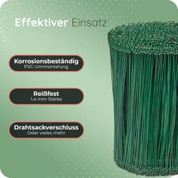 Sluitdraden voor zakken - Binddraad met drilapparaat - Zakken afsluiten - Groen gecoat koperdraad - 14 x 240 mm - Groen — thumbnail 4
