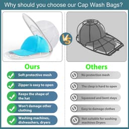 Pettenwasser voor de wasmachine – Pettenreiniger voor baseballcaps met frame en wasnetje - 2-pack - wit — thumbnail 5