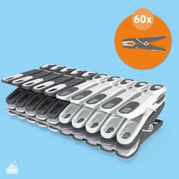 Wasknijpers - Klemmen - Was ophangen - Soft Grip - 60 stuks - Grijs/wit — thumbnail 4