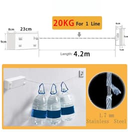Allecto - Intrekbare waslijn - Kleding drogen - Heavy Duty design - 4,2 meter - Wandmontage - Geschikt voor binnen en buiten - Zwart — thumbnail 2