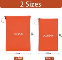 Allecto - Waterdichte Reiswaszak - Opvouwbare Vuile Waszak - 2 Stuks - Oranje - Wasopbergtas - Voor Thuis en Reizen - 2 Maten — thumbnail 3