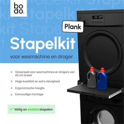 Bodo® Stapelkit - Uitschuifbare plank - Wasmachine en Droger - Universeel - Zwart — thumbnail 2