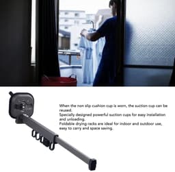 Dailygoody - Intrekbare Wasdroogrek - Ruimtebesparend - Geschikt voor Binnen en Buiten - Sterke Zuignappen - Droogrek voor Badkamer en Balkon — thumbnail 5