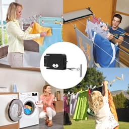 Intrekbare Waslijn - Draagbare Waslijn - Kleding Drogen - Roestvrij Materiaal - 4.2 meter - Zwart — thumbnail 3