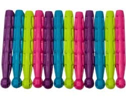 Plastic Dolly Knijpers - Wasknijpers Sterk - Kleding Drogen - Zware Weersomstandigheden - 12 Stuks - Geassorteerd