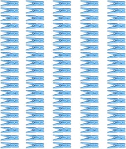 Mini Wasknijpers - Kleding Pins Plastic - Babyshower Decoraties - 100 Stuks Pak - 3.2 cm - Blauw — thumbnail 1