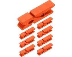 Wasknijpers Hout - Kleine Klemmen - Foto's Ophangen - Sterke Greep - 3.5 cm - Oranje