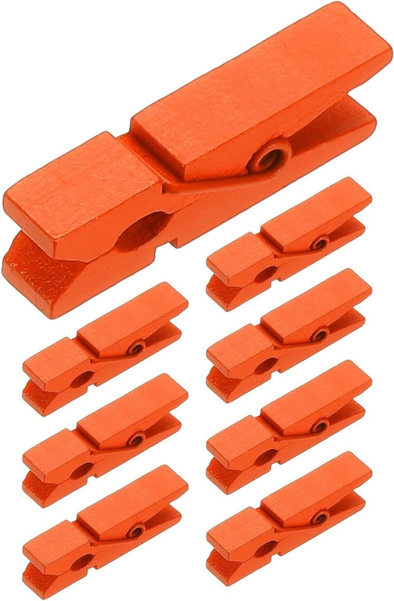 Wasknijpers Hout - Kleine Klemmen - Foto's Ophangen - Sterke Greep - 3.5 cm - Oranje — afbeelding 1