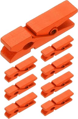 Wasknijpers Hout - Kleine Klemmen - Foto's Ophangen - Sterke Greep - 3.5 cm - Oranje — thumbnail 1