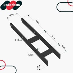 Kotarbau Serie - Stalen H-Paalhouder - 120mm - Verzinkt - Zwart — thumbnail 3
