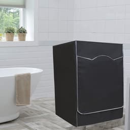 Wasmachinehoes - Hoes voor voorlader wasmachines - Stofhoes voor wasmachines - Hoes voor drogers - Beschermhoes - Waterdicht en stofdicht - 85*60*50 cm - Geschikt voor voorlader wasmachines, drogers, enz. - Zwart — thumbnail 2