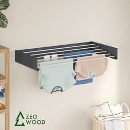 Zeo Wood® - Wanddroogrek Inklapbaar 100 cm - 6 m Drooglengte Grijs — thumbnail 2