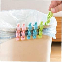 Afvalzak Klemmen - Prullenbak Clips - Keuken Organiseren - Speciaal Notch Ontwerp - 6 Stuks - Willekeurige Kleuren — thumbnail 1