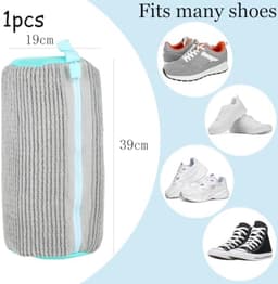 Schoenwaszak Wasmachine – wasnet voor schoenen met 360° reinigingskwast en ritssluiting, anti-vervorming, grijs — thumbnail 3