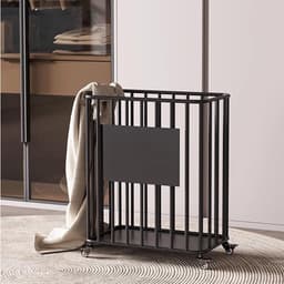 Rollende wasmand op wielen, smalle draadmand voor wasruimte, grote opbergmand voor yogamatten en kleding, 50 x 30 x 57 cm — thumbnail 2