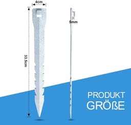 Grondankers voor Hek - Hekankers Bodemankers - Hekken Bevestigen - Roestbestendig Verzinkt Staal - 33 cm Lengte - Zilver — thumbnail 5