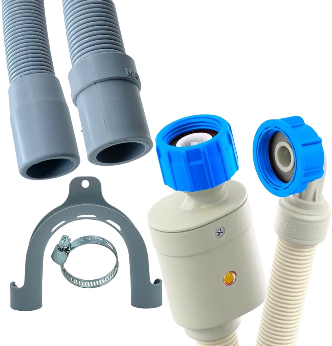 Fixem Aansluitset 2.5 Meter Toevoerslang met Waterslot en Afvoerslang 19x22 mm Geschikt voor Alle Merken Wasmachine en Vaatwasser met 3/4 Draai Aansluiting — afbeelding 1