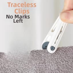 Plastic wasknijpers - Antislip clips - Was ophangen - Zachte rubberen kaken - 12 stuks - Diepblauw beige — thumbnail 2