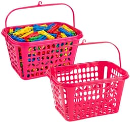 Plasticforte Knijpermandje - 2x - fel roze - 20 x 25 cm - kunststof - wasknijpertasje / knijperzakje — thumbnail 1