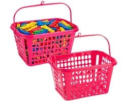 Plasticforte Knijpermandje - 2x - fel roze - 20 x 25 cm - kunststof - wasknijpertasje / knijperzakje — afbeelding 1