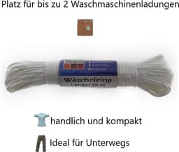 Waslijn 20 meter - Drooglijn Tuin - Buiten Kleding Drogen - UV- en weerbestendig - 20 Meter - Wit — thumbnail 2