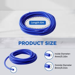 Dailygoods- Vacuümslang 6 meter - Hoge Temperatuur - Onderdrukslang - Siliconen Slang - Klemmen Ø 6-12 mm - ID 4mm, OD 8mm - Siliconenslang — thumbnail 2