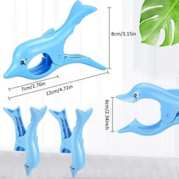 Dailygoods- Strandhanddoekklem - 4 Stuks - Antislip - Winddicht - Lichtgewicht - Robuust Kunststof - Dolfijn Vormgeving - Handdoekclip — thumbnail 2