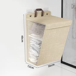 Dailygoods- Wasmand met deksel - Wasmand 3 vakken - Opbergmand - Opbergmand met deksel - Opbergmanden - Vouwbaar design — thumbnail 3