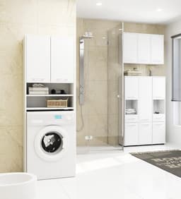 AKORD Washing Machine Cabinets, W64 x H180 x D30 cm, Conversion Cabinet with Storage Compartment, 2 Doors, 2 Open Storage Compartments, Dryer, Washing Machine Cabinet, Weight 30 kg — thumbnail 2