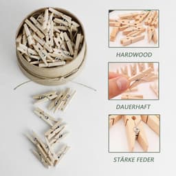 Dailygoods- Wasknijpers Mini - Houten Klemmen - 50 Stuks - Kleine Wasknijpers - Decoratieve Clips - Voor Fotohouders/Knutselen - Duurzaam Hout — thumbnail 4