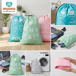 Dailygoods- Waszak Set van 4 - Opvouwbaar en Lichtgewicht - Waszakken met Spreuken - 50 x 70 cm - Polyester - Stijlvol en Functioneel - Wasmand — thumbnail 3