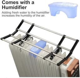 Radiator Droogrek - Kledingdroger Verwarming - Kleding Drogen - Met Luchtbevochtiger - 14-24 inch - Zwart Wit — thumbnail 4