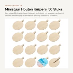 Dailygoods- Knijpers Miniatuur - Houten Knijpers - 50 Stuks - Ronde Klemmen - 5 x 5,8 cm - Duurzaam Hout - Houten Clips — thumbnail 4