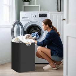 Wasmand - wasmand - opbergmand - kledingmand - opvouwbaar - geschikt voor het opbergen van kleding en speelgoed - slaapkamer - badkamer - woonkamer - kinderkamer - zwart - 40*30*60cm — thumbnail 4