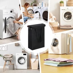 Wasmand Organizer - Opvouwbare mand - Vuile kleding - Versterkte bodem - 28.9 x 19 x 60 cm - Zwart — thumbnail 4