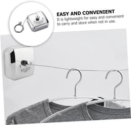 Intrekbare Kledinglijn - Verstelbare Waslijn - Kleding Drogen - Roestvrijstalen Lijn - 2.8 Meter - Zilver — thumbnail 5